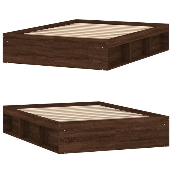 vidaXL Πλαίσιο Κρεβατιού Καφέ Δρυς 135x190 εκ. Double