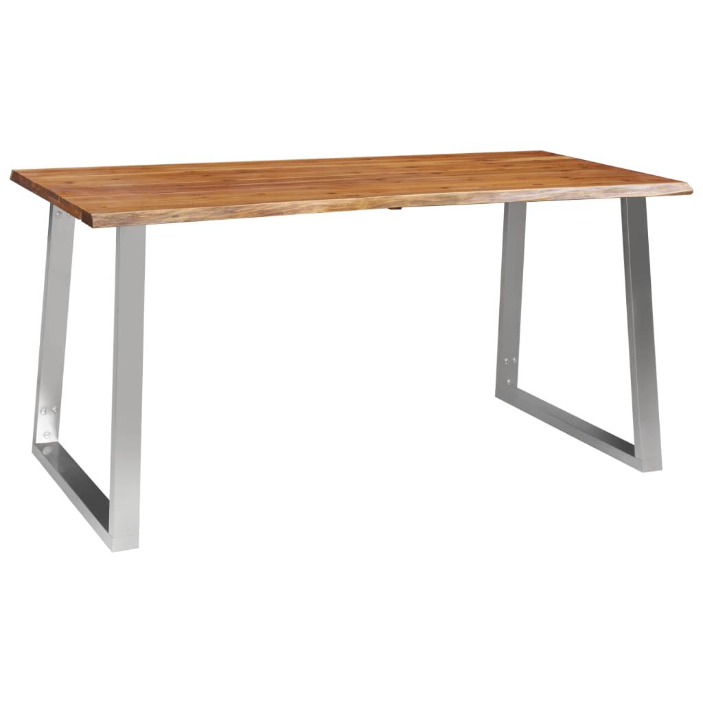 vidaXL Τραπεζαρία 160x80x75 εκ. Μασίφ Ξύλο Ακακίας / Ανοξείδωτο Ατσάλι