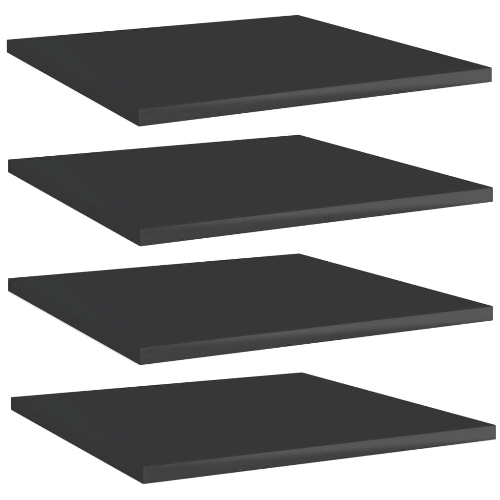 vidaXL Ράφια Βιβλιοθήκης 4 τεμ. Γυαλ. Μαύρο 40x40x1,5 εκ. Μοριοσανίδα