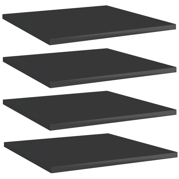 vidaXL Ράφια Βιβλιοθήκης 4 τεμ. Γυαλ. Μαύρο 40x40x1,5 εκ. Μοριοσανίδα