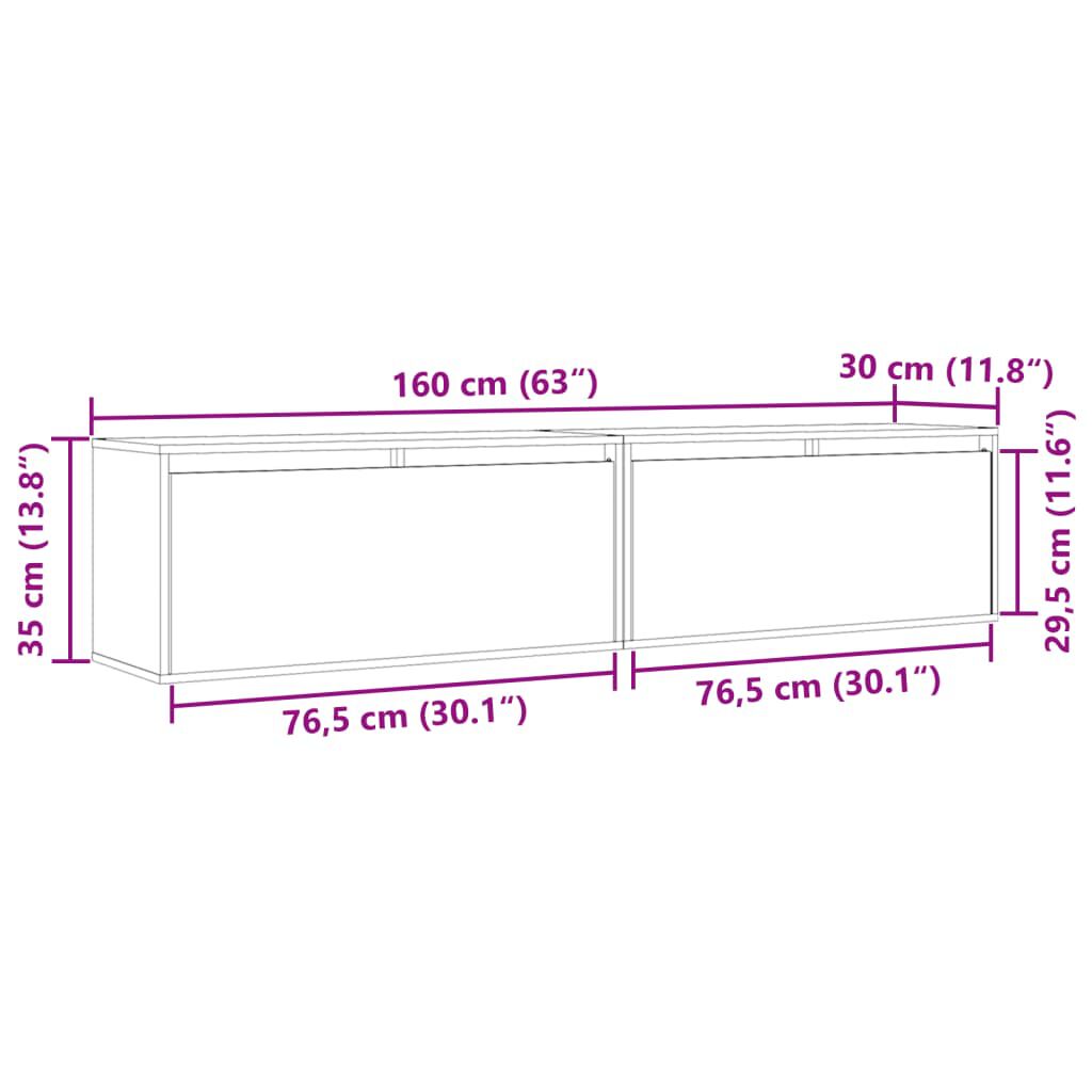 vidaXL Ντουλάπια Τοίχου 2 τεμ. 80 x 30 x 35 εκ. από Μασίφ Ξύλο Πεύκου