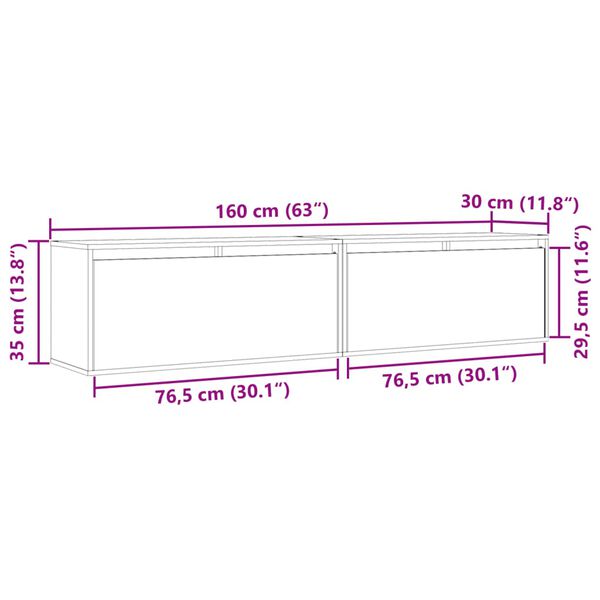 vidaXL Ντουλάπια Τοίχου 2 τεμ. 80 x 30 x 35 εκ. από Μασίφ Ξύλο Πεύκου