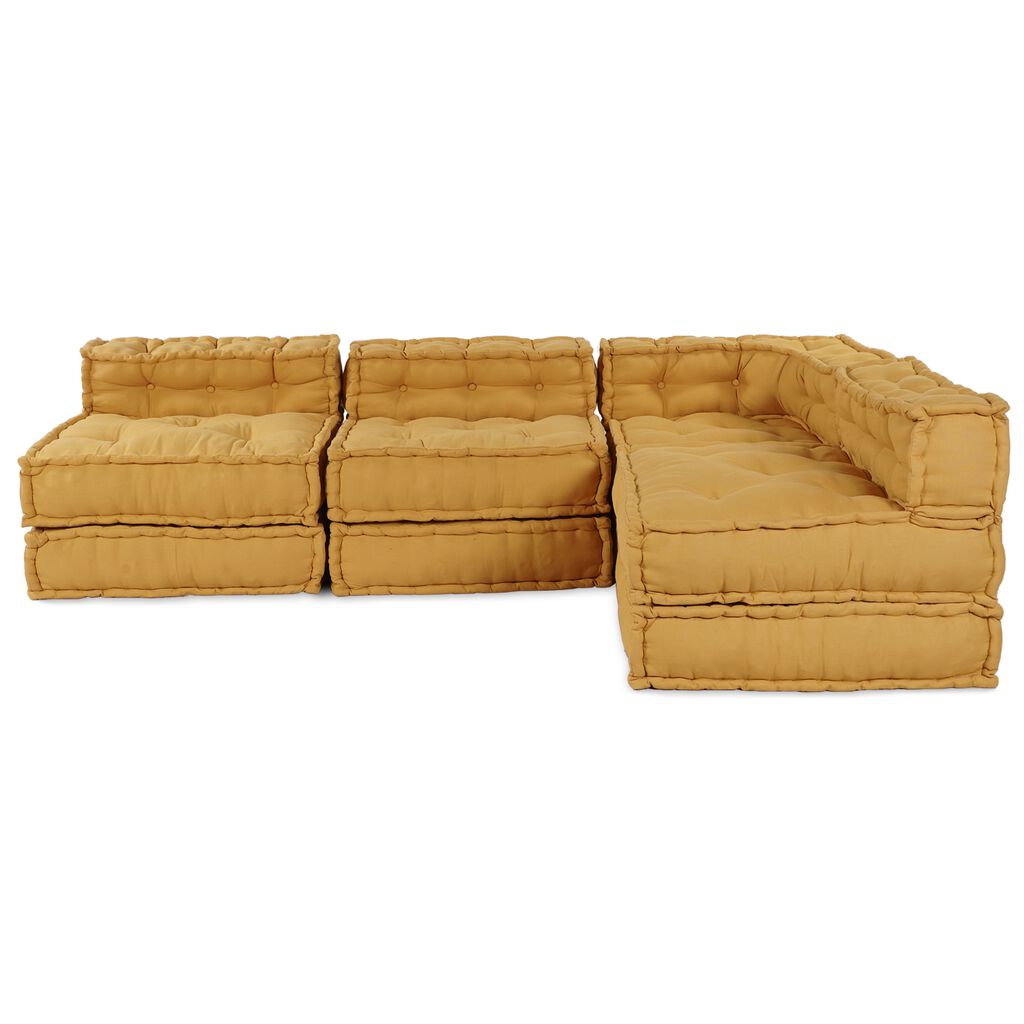 vidaXL Modular Pouffes 4 κομμάτια Κίτρινο Υφασμάτινο