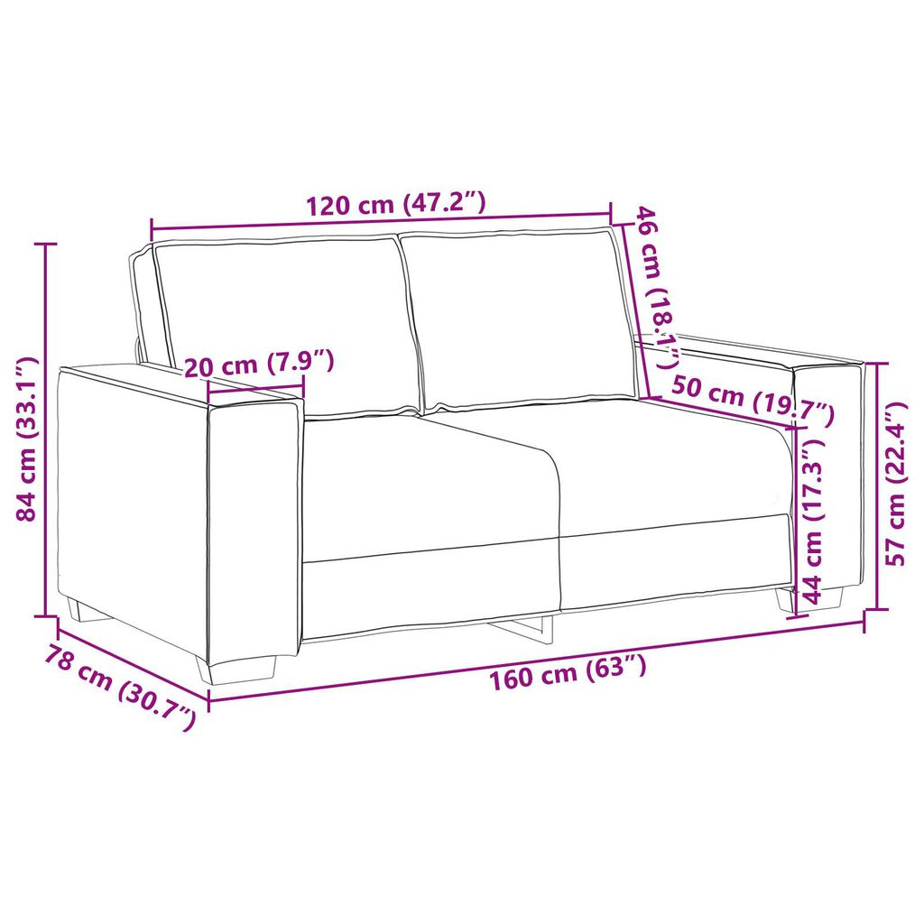 vidaXL Σετ Καναπέ με μαξιλάρι 3 pcs Καφέ 220 x 78 x 84 εκ. ύφασμα