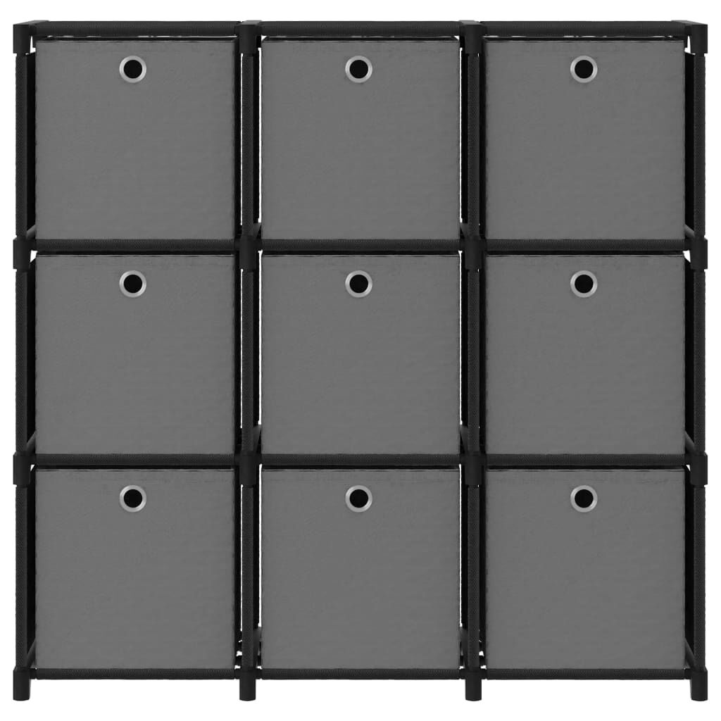 vidaXL Ραφιέρα με 9 Κύβους & Κουτιά Μαύρη 103x30x107,5 εκ. Υφασμάτινη