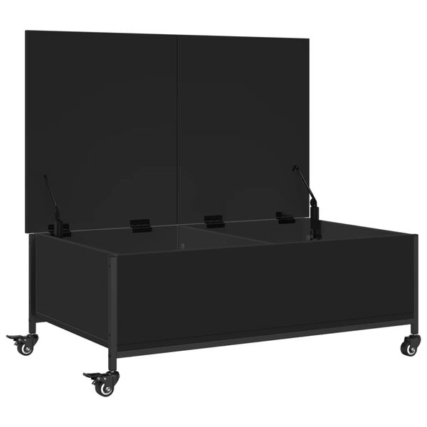 vidaXL Τραπεζάκι Σαλονιού με Ροδάκια Μαύρο 91x55x34 εκ. Επεξ. Ξύλο
