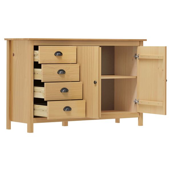 vidaXL Μπουφές Hill Μελί 130x40x80 εκ. από Μασίφ Ξύλο Πεύκου