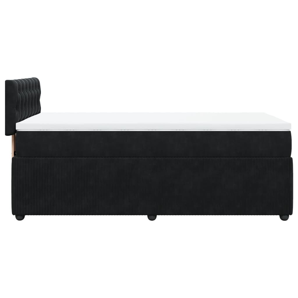 vidaXL Κρεβάτι Boxspring με Στρώμα Μαύρο 100x200 εκ. Βελούδινο