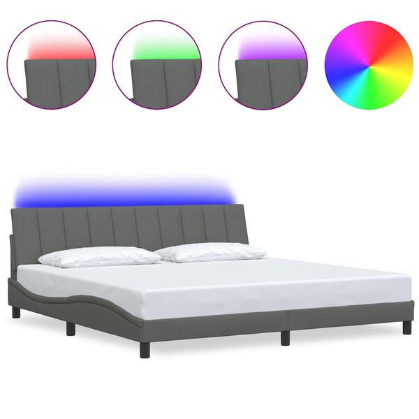 vidaXL Σκελετός Κρεβατιού Χωρίς Στρώμα Hanko Σκ. Γκρι 200x200 εκ.Υφασμάτινο