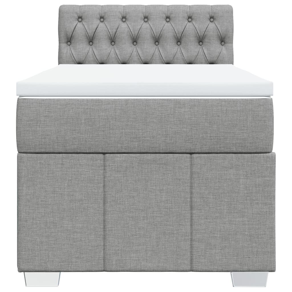 vidaXL Κρεβάτι Boxspring με Στρώμα Ανοιχτό Γκρι 80x200 εκ. Υφασμάτινο