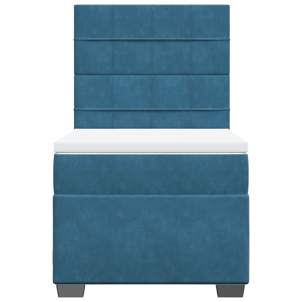 vidaXL Κρεβάτι Boxspring με Στρώμα Μπλε 80 x 200 εκ. Βελούδινο