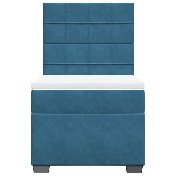 vidaXL Κρεβάτι Boxspring με Στρώμα Μπλε 80 x 200 εκ. Βελούδινο
