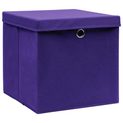 vidaXL Κουτιά Αποθήκευσης με Καπάκια 4 τεμ. Μοβ 28 x 28 x 28 εκ.