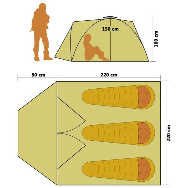 vidaXL Σκηνή Κάμπινγκ Pop Up 3 Ατόμων Μπλε