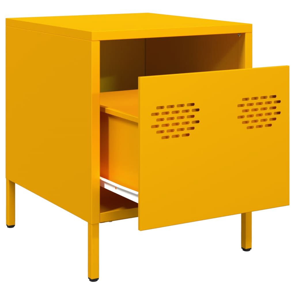 vidaXL Κομοδίνο Μουσταρδί 35x39x43,5 εκ. από Χάλυβα