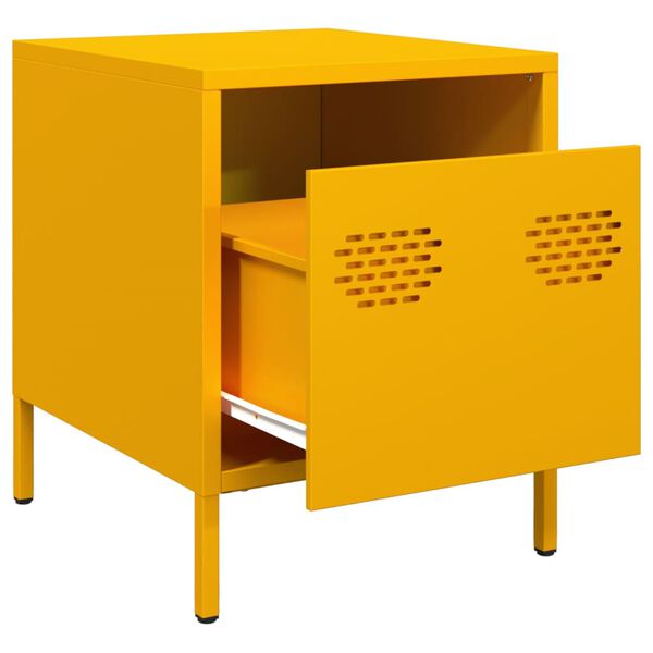 vidaXL Κομοδίνο Μουσταρδί 35x39x43,5 εκ. από Χάλυβα