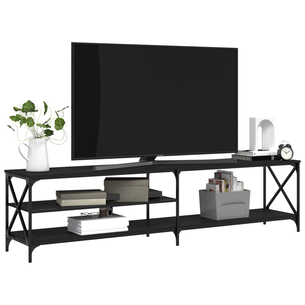 vidaXL Έπιπλο Τηλεόρασης Μαύρο 200x40x50 εκ. από Επεξεργ. Ξύλο/Μέταλλο