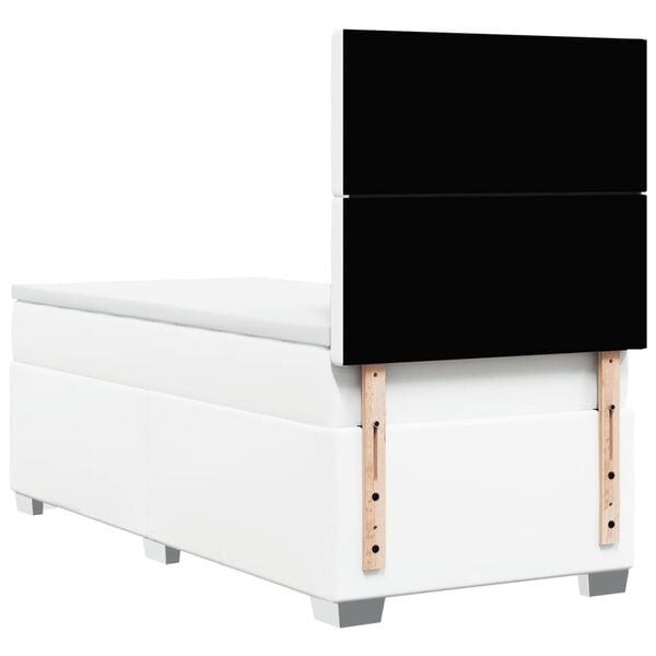 vidaXL Κρεβάτι Boxspring με Στρώμα Λευκό 80 x 200 εκ. Συνθετικό Δέρμα