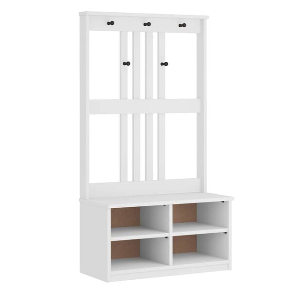 vidaXL Δέντρο χωλ SANDNES Λευκό 87x40x159,5 εκ. Πεύκο μασίφ ξύλο