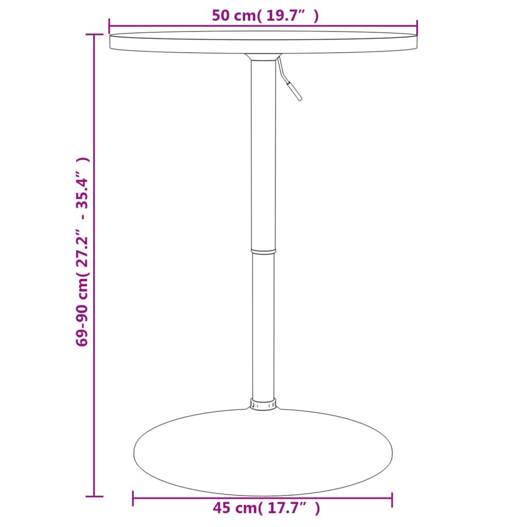 vidaXL Τραπέζι Μπαρ Λευκό 50x50x90 εκ. Επ. Ξύλο / Επιχρωμιωμένο Ατσάλι
