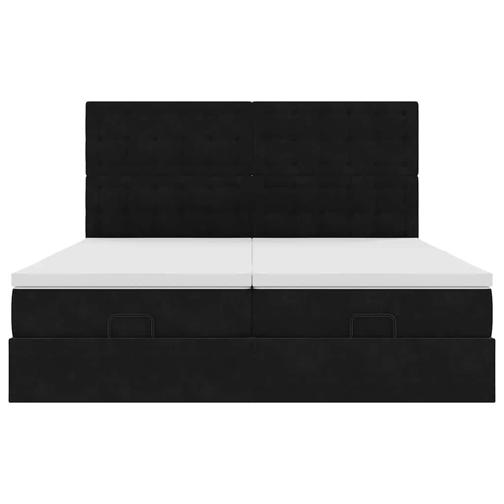 vidaXL Οθωμανικό κρεβάτι με στρώματα Μαύρο 160x200cm Velvet