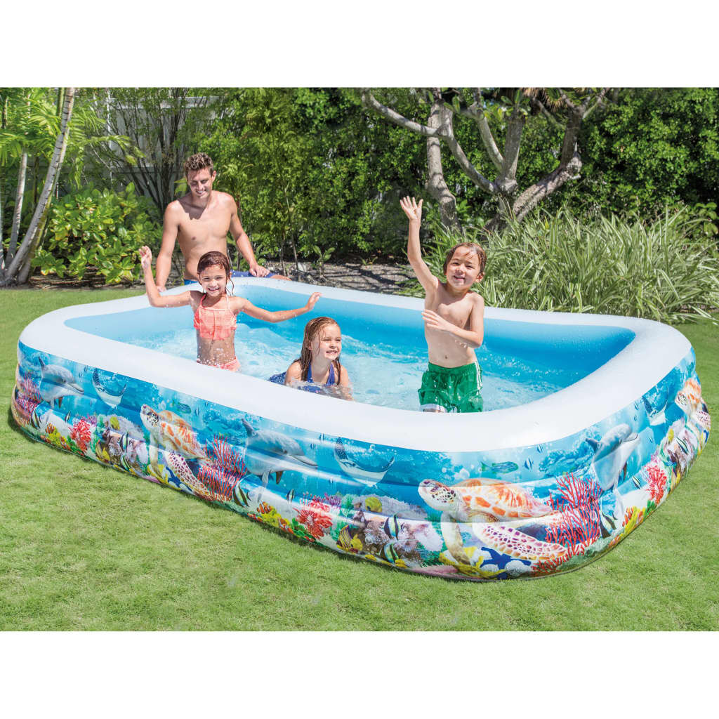 Intex Πισίνα Swim Center Family Pool Σχέδιο Ζώα Θάλασσας 305x183x56εκ.