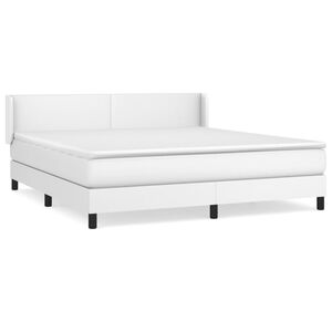 vidaXL Κρεβάτι Boxspring με Στρώμα Λευκό 180x200 εκ. Συνθετικό Δέρμα