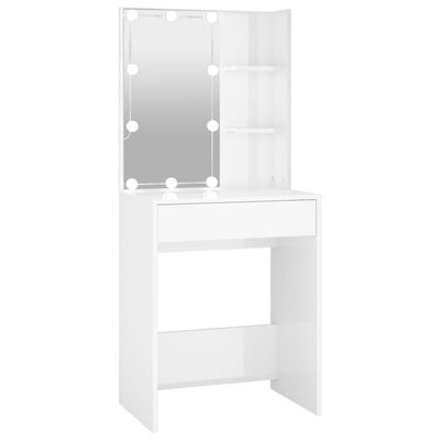 vidaXL Μπουντουάρ με LED Γυαλιστερό Λευκό 60x40x140 εκ.