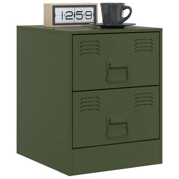 vidaXL Κομοδίνο Πράσινο 34,5 x 39 x 44 εκ. από Χάλυβα