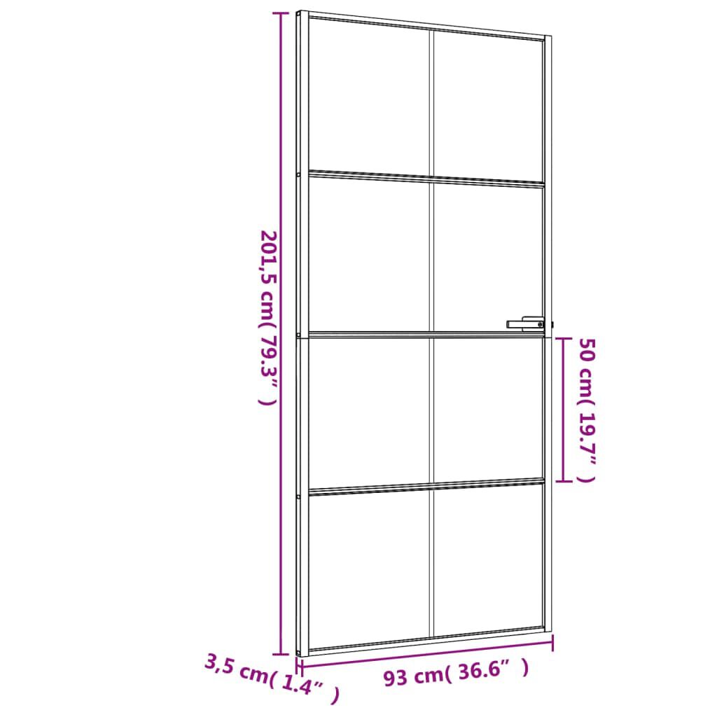 vidaXL Εσωτερική Πόρτα Μαύρη 93 x 201,5 εκ. Ψημένο Γυαλί & Αλουμίνιο