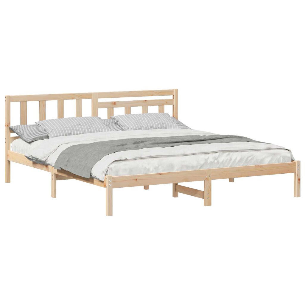 vidaXL Σκελετός Κρεβατιού Καφέ 140 x 200 cm Συμπαγές ξύλο πεύκου