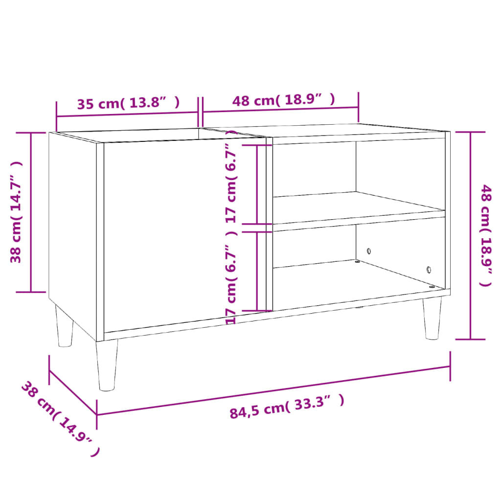 vidaXL Δισκοθήκη Γκρι Sonoma 84,5 x 38 x 48 εκ. από Επεξεργασμένο Ξύλο