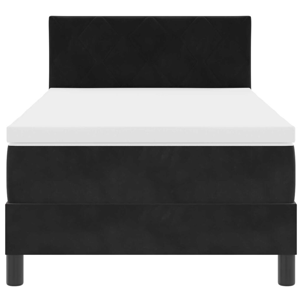 vidaXL Κρεβάτι Box Spring με Στρώμα Μαύρο Μονό Βελούδο