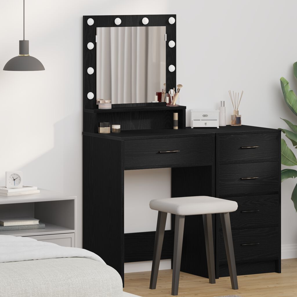 vidaXL Κομοδίνο με ράφι Μαύρη δρυς 50 x 41 x 135 εκ Επεξεργασμένο ξύλο