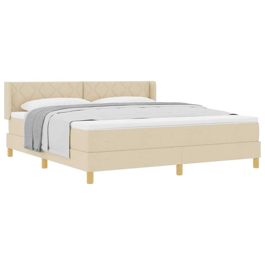 vidaXL Κρεβάτι με Ελατήρια με στρώμα Κρεμ 180 x 200 cm ύφασμα
