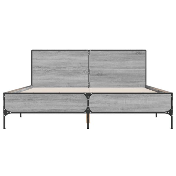 vidaXL Πλαίσιο Κρεβατιού Γκρι Sonoma 160x200 εκ. Επεξ. Ξύλο & Μέταλλο
