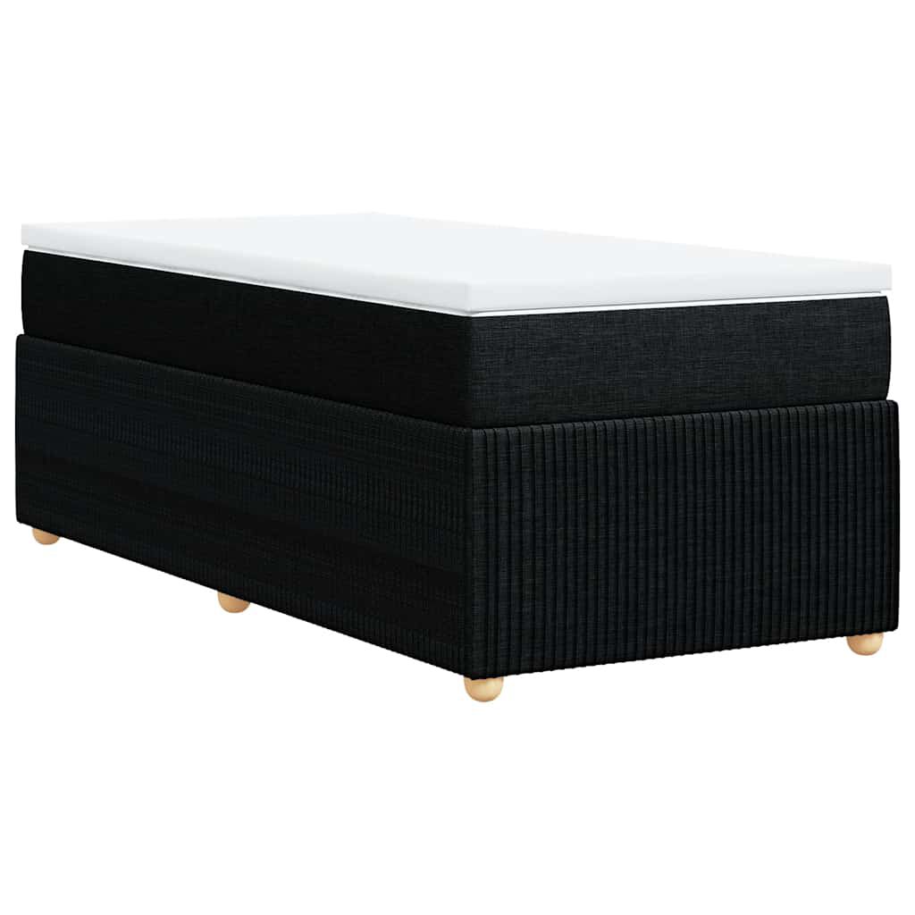 vidaXL Κρεβάτι Boxspring με Στρώμα Μαύρο 90x200 εκ. Υφασμάτινο