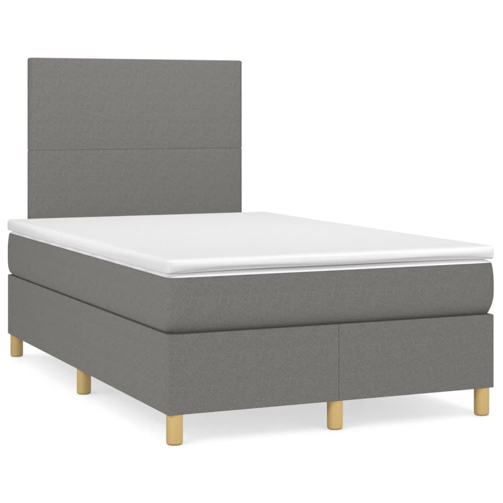 vidaXL Κρεβάτι Boxspring με Στρώμα Σκούρο Γκρι 120x200 εκ. Υφασμάτινο