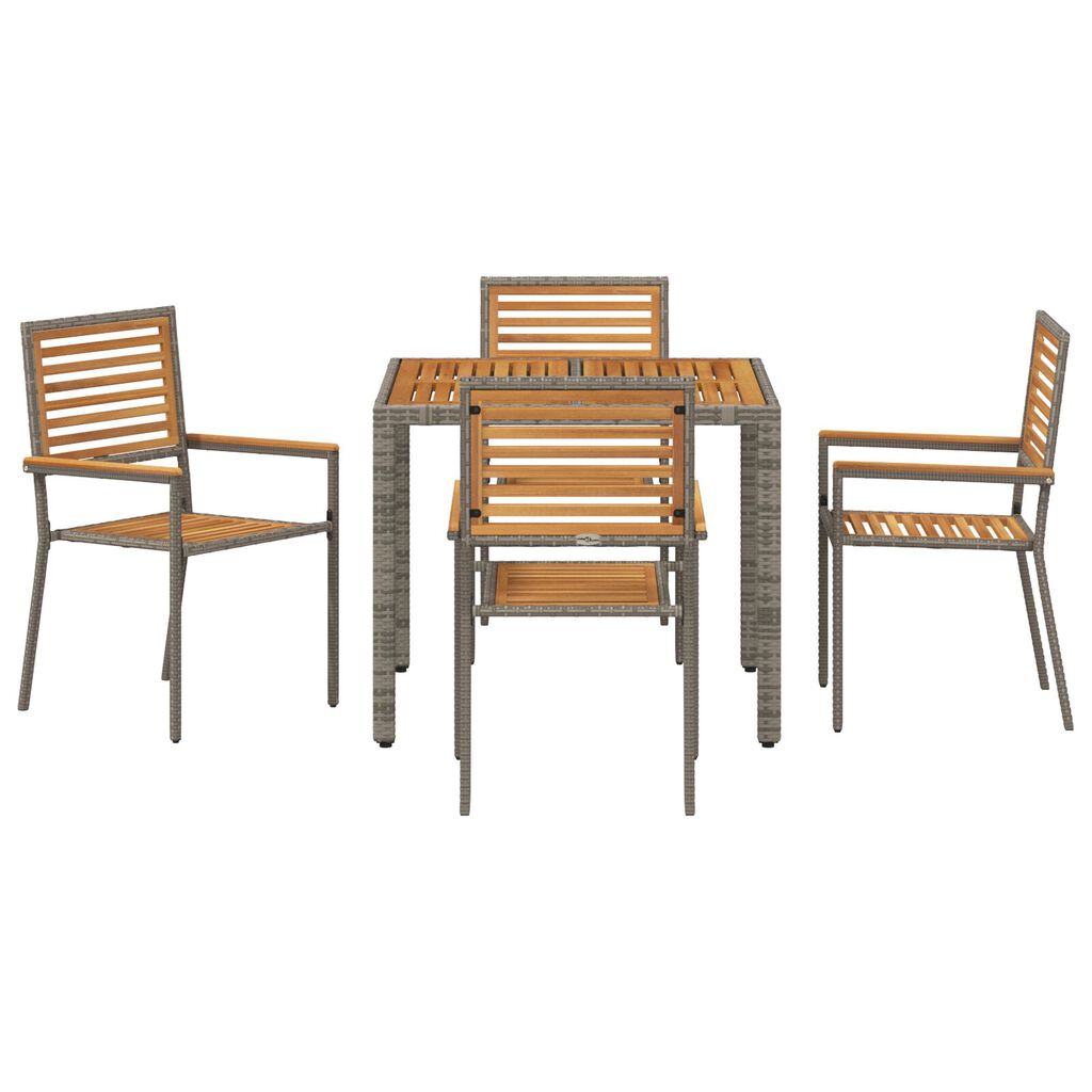 vidaXL Σέτ φαγητού για κήπο 5 pcs Γκρι 90 x 90 x 75 cm συνθετικό ρατάν