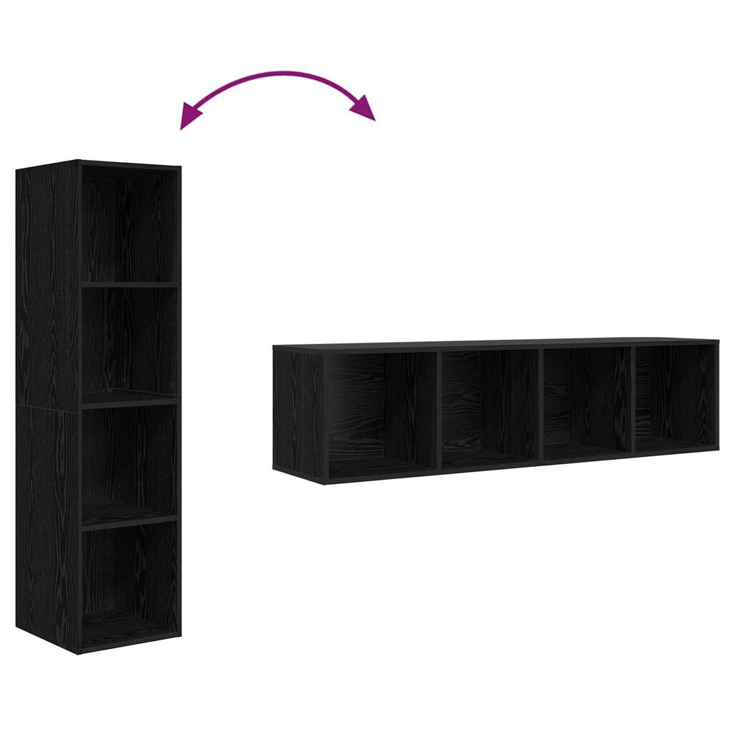 vidaXL Ντουλάπι TV 2 pcs Μαύρο 37 x 37 x 142.5 εκ Επεξεργασμένο ξύλο