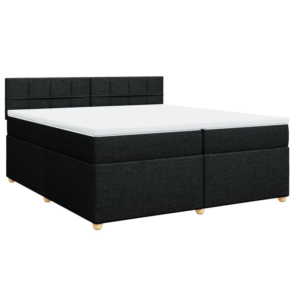 vidaXL Κρεβάτι Boxspring με Στρώμα Μαύρο 200x200 εκ. Υφασμάτινο