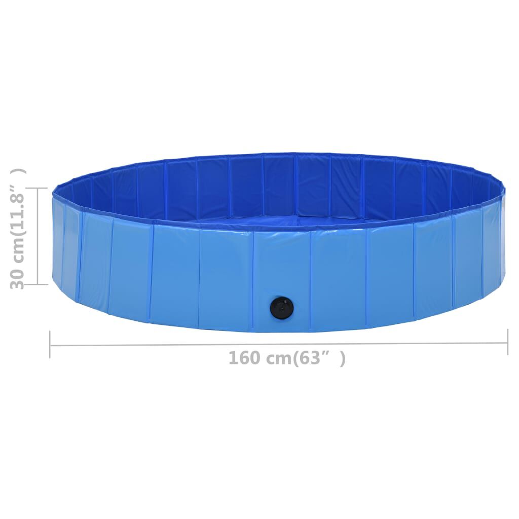 vidaXL Πισίνα για Σκύλους Πτυσσόμενη Μπλε 160 x 30 εκ. από PVC