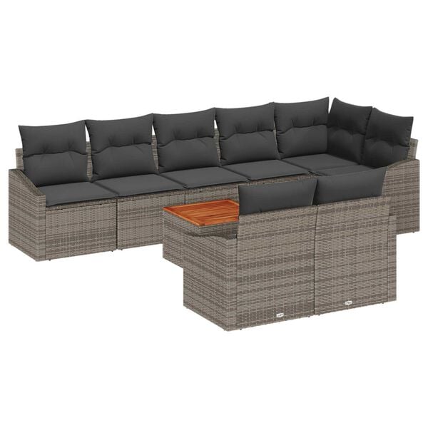 vidaXL Σετ Καναπέ Κήπου 9 pcs Γκρι