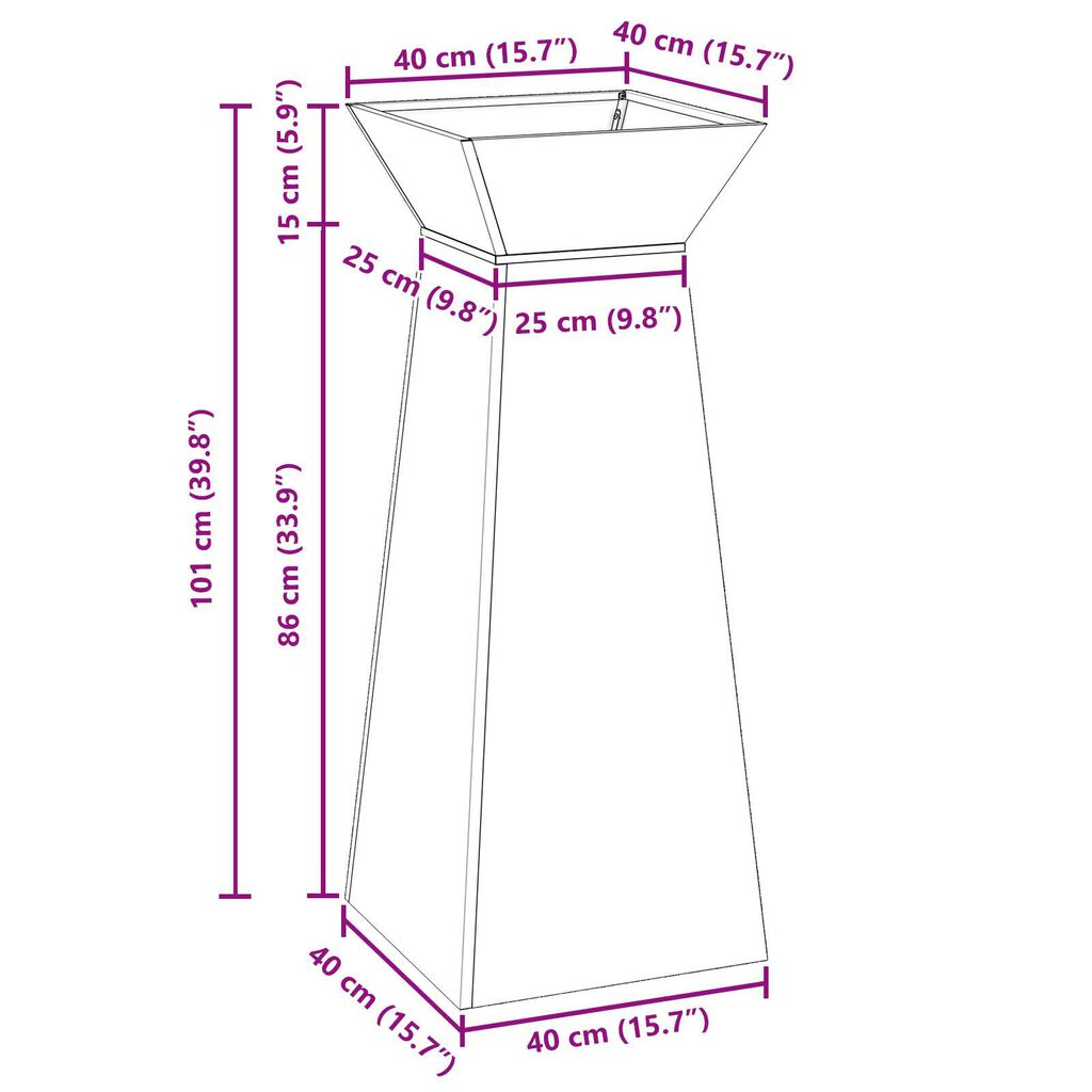 vidaXL Στήριγμα Φυτών Μαύρο Μέταλλο 40 x 40 x 101 cm Διακοσμητικά Ένθετα