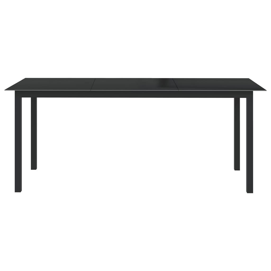 vidaXL Τραπέζι Κήπου Μαύρο 190 x 90 x 74 εκ. από Αλουμίνιο / Γυαλί