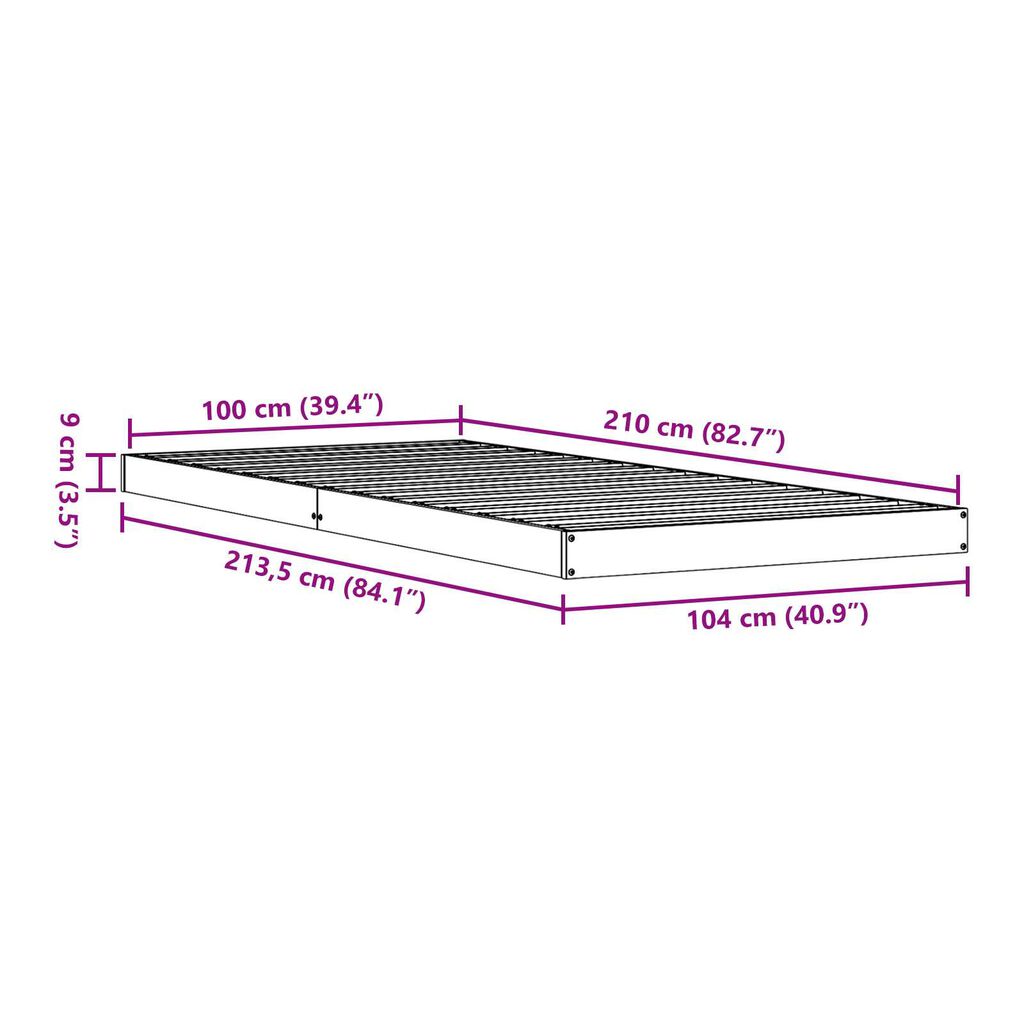 vidaXL Κρεβάτι από ξύλο 100x210 εκ. Μασίφ ξύλο πεύκου