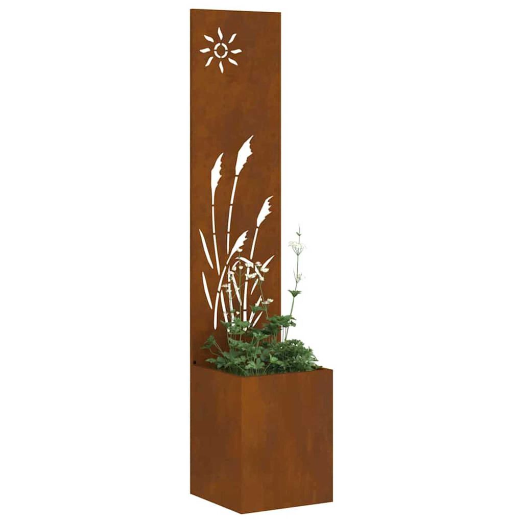 vidaXL Γλάστρα Κήπου με Διακοσμητική Πάνελ Σκ rusty 32 x 140 εκ.