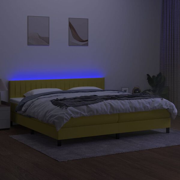 vidaXL &Kappa;&rho;&epsilon;&beta;ά&tau;&iota; Boxspring &mu;&epsilon; &Sigma;&tau;&rho;ώ&mu;&alpha; & LED &Pi;&rho;ά&sigma;&iota;&nu;&omicron; 200x200 &epsilon;&kappa; &Upsilon;&phi;&alpha;&sigma;&mu;ά&tau;&iota;&nu;&omicron;