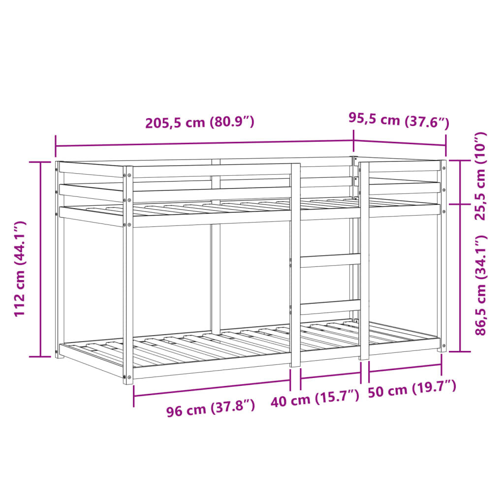 vidaXL Κουκέτα με Κουρτίνες Μπλε 90x200 εκ. Μασίφ Ξύλο Πεύκου