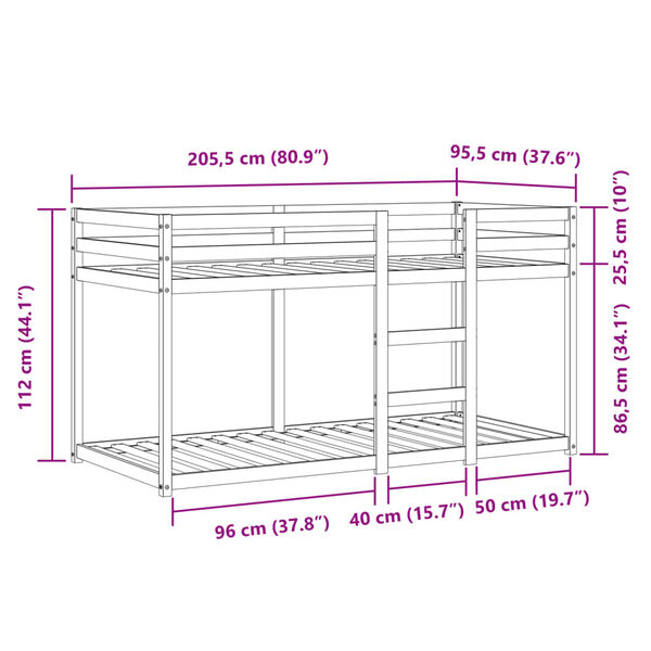 vidaXL Κουκέτα με Κουρτίνες Μπλε 90x200 εκ. Μασίφ Ξύλο Πεύκου